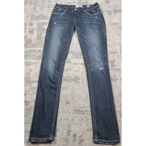 MEK Denim Cigarette Handcrafted Stretch Denim Blue Jeans Women's Dark Wash 29x34